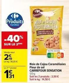 Carrefour - noix de cajou caramélisées fleur de sel sensation