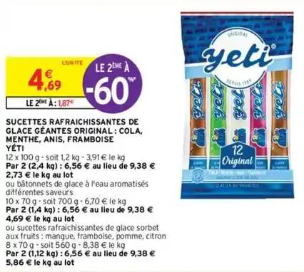 Yéti - sucettes rafraichissantes de glace géantes original: cola, menthe, anis, framboise