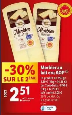 Saveurs de nos régions - morbier au lait cru aop