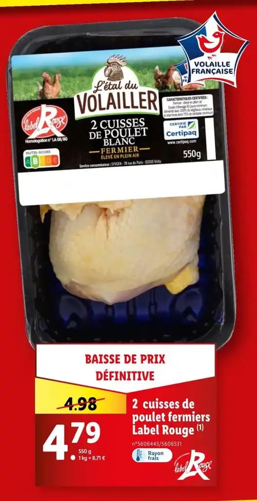 L'etal Du Volailler 2 cuisses de poulet fermiers Label Rouge