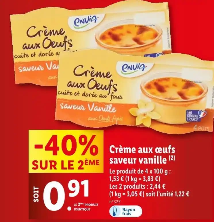envia Crème aux œufs saveur vanille