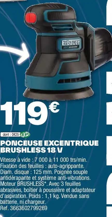 PONCEUSE EXCENTRIQUE BRUSHLESS 18 V