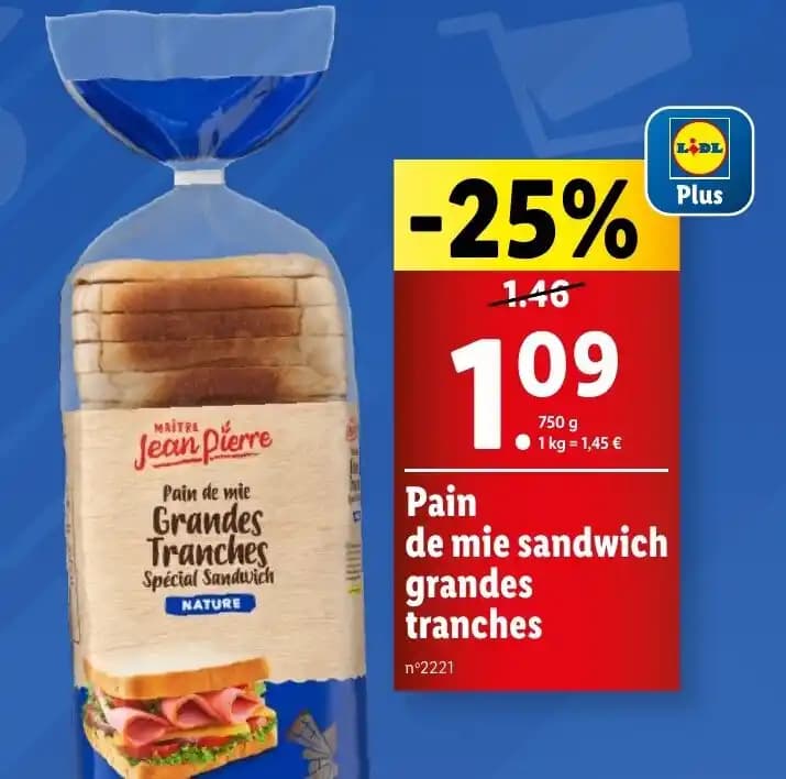Painde mie sandwich grandes tranches