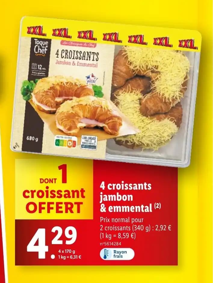 4 croissants Jambon & Emmental