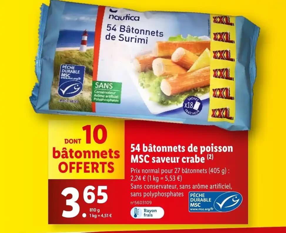 54 bâtonnets de poisson MSC saveur crabe (2)