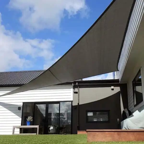 Voile d'ombrage 5 x 5 x 5 m imperméable 220g/m² Haute densité - Tissu déperlant - Gris ardoise