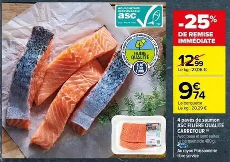 Carrefour - 4 pavés de saumon asc filière qualité