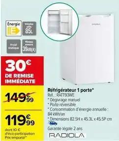Radiola - réfrigérateur 1 porte