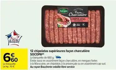 Socopa - 12 chipolatas supérieures façon charcutière