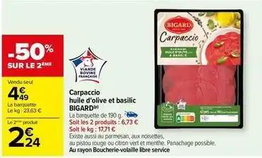 Bigard - carpaccio huile d'olive et basilic