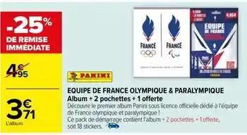 Panini - equipe de france olympique & paralympique album + 2 pochettes + 1 offerte