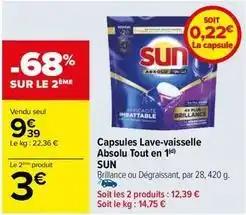 Sun - capsules lave vaisselle absolu tout en 1