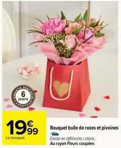 Bouquet bulle de roses et pivoines