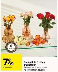 Bouquet de 5 roses d'equateur