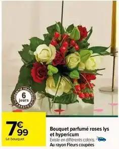 Bouquet parfume roses lys et hypericum
