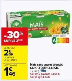 Carrefour - maïs sans sucres ajoutés classic