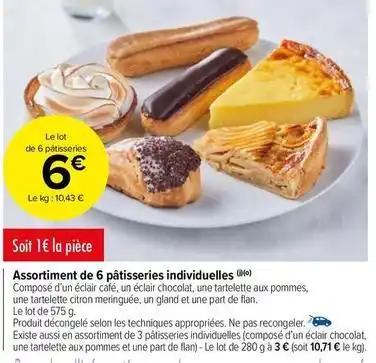 Assortiment de 6 pâtisseries individuelles