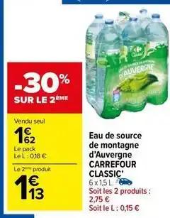 Carrefour - eau de source de montagne d'auvergne classic'