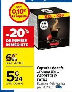 Carrefour - capsules de café format xxl extra