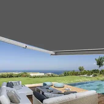 Store banne coffre intégral 3 x 2,5 m motorisé et manuel extérieur pour terrasse - Gris