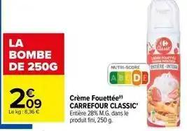 Carrefour - crème fouettée classic