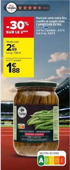 Carrefour - haricots verts extra-fins cueillis et rangés main extra