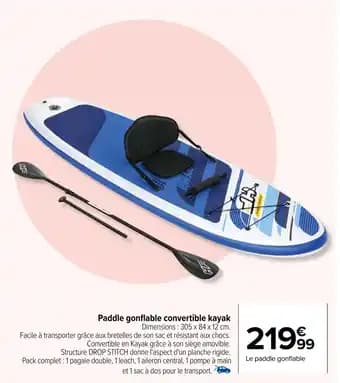 Paddle gonflable convertible kayak