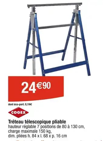 COGEX Tréteau télescopique pliable