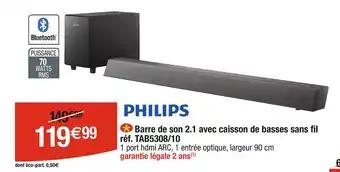 PHILIPS Barre de son 2.1 avec caisson de basses sans fil réf. TAB5308/10