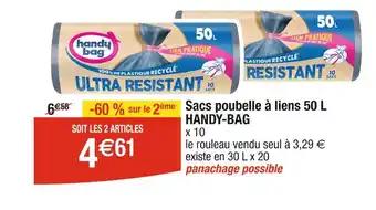HANDY-BAG Sacs poubelle à liens 50 L x 10