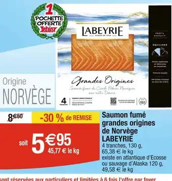 LABEYRIE Saumon fumé grandes origines de Norvège