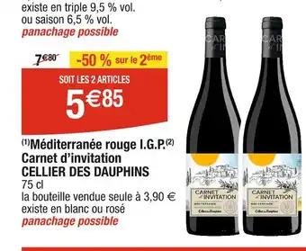 CELLIER DES DAUPHINS Méditerranée rouge I.G.P. Carnet d’invitation