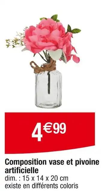 Composition vase et pivoine artificielle