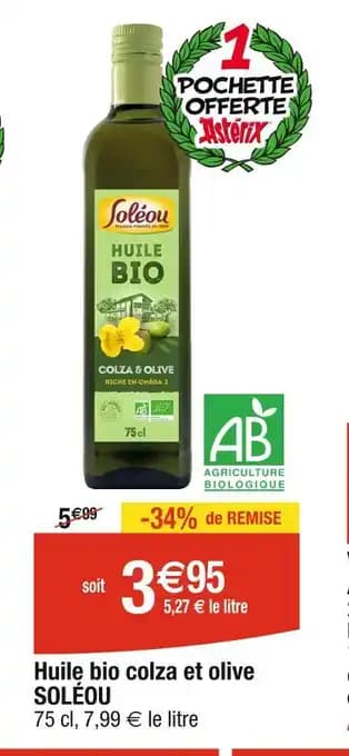 SOLÉOU Huile bio colza et olive