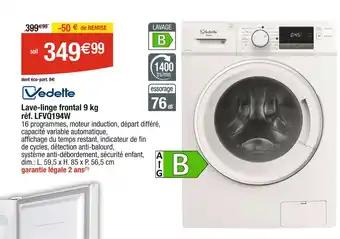 Vedette Lave-linge frontal 9 kg