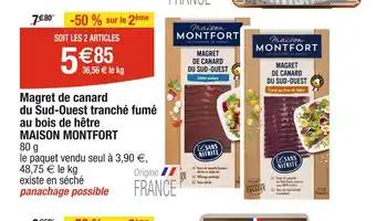 MAISON MONTFORT Magret de canard tranché fumé