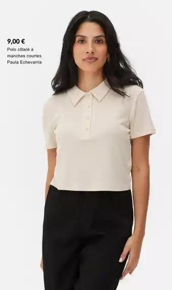 Polo côtelé à manches courtes Paula Echevarría