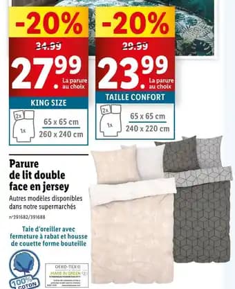 LIVARNO Parure de lit double face en jersey