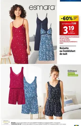 esmara Nuisette ou Combishort de nuit