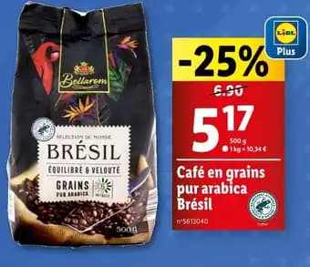 Bellarom Café en grains pur arabica Brésil