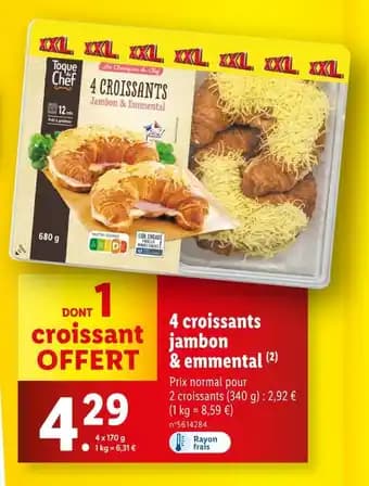 Toque du Chef 4 croissants jambon & emmental