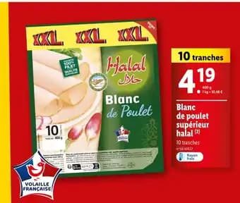 Blanc de poulet supérieur halal
