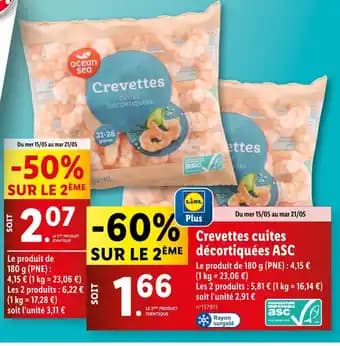 ocean sea Crevettes cuites décortiquées ASC