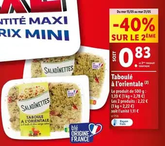 SALADINETTES Taboulé à l’orientale