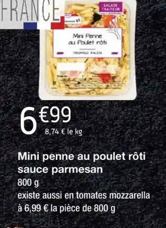 Mini penne au poulet rôti sauce parmesan