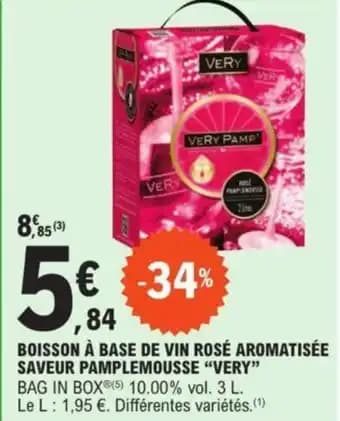 BOISSON À BASE DE VIN ROSÉ AROMATISÉE SAVEUR PAMPLEMOUSSE "VERY"