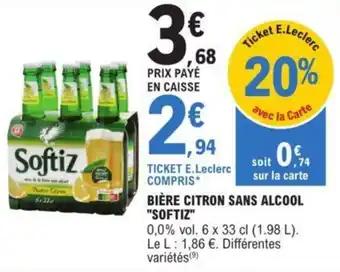 BIÈRE CITRON SANS ALCOOL "SOFTIZ"