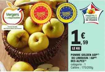 POMME GOLDEN AOP(7) DU LIMOUSIN / IGP(6) DES ALPES (1)