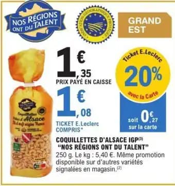 COQUILLETTES D'ALSACE IGP(3) "NOS RÉGIONS ONT DU TALENT”