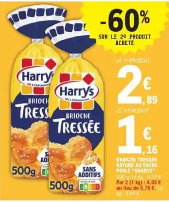 BRIOCHE TRESSÉE NATURE AU SUCRE PERLE "HARRYS"